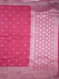 Georgette fancy saree pink color allover zari motifs & big zari border with rich pallu and attached plain blouse