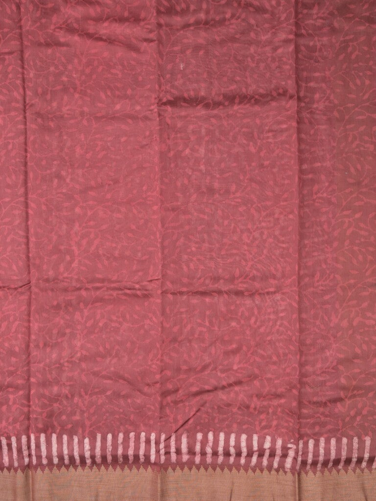 Maheshwari fancy saree maroon color allover prints & zari border with short pallu and attached printed blouse