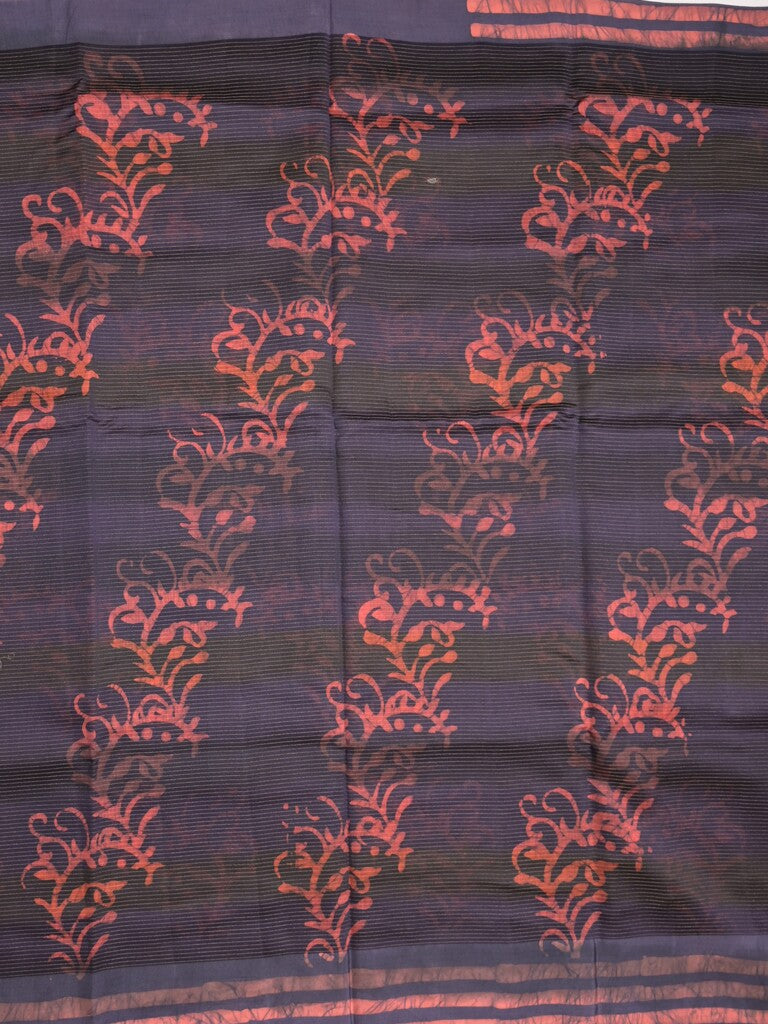 Maheshwari fancy saree black color allover prints & zari border with short pallu and attached printed blouse