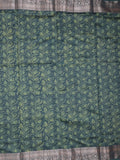 Maheshwari fancy saree dark green color allover prints & zari border with rich pallu and attached printed blouse
