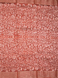 Maheshwari fancy saree brick red color allover prints & zari border with rich pallu and attached printed blouse