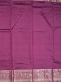 Munga pattu saree dark purple color allover weaves & zari border with short pallu and attached plain blouse