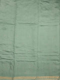 Munga pattu saree pista green color allover embroidery butis & small zari border with short pallu and attached plain blouse