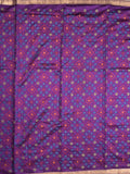 Munga pattu saree purple color allover weaves & small zari border with short pallu and attached plain blouse