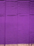 Munga pattu saree purple color allover weaves & small zari border with short pallu and attached plain blouse
