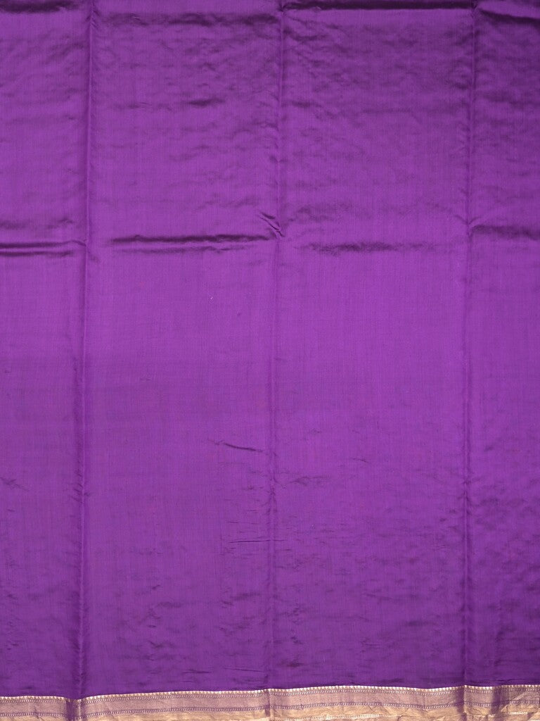Munga pattu saree purple color allover weaves & small zari border with short pallu and attached plain blouse