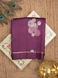 Raw mango pattu saree wine color allover zari weaves & small kaddi border with short pallu and contrast blouse