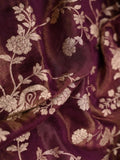 Dola tissue dupatta dark maroon color with allover zari weaving with small zari border