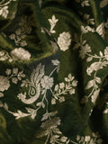 Dola tissue dupatta dark green color with allover zari weaving with small zari border