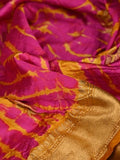 Munga silk dupatta pink color with allover shibori prints and zari border