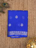 Pure silk kota fancy saree royal blue color allover zari motifs & zari border with short zari pallu and attached plain blouse