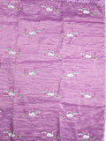 Soft organza fancy saree purple color allover embroidery & embroidery border with running pallu and self blouse