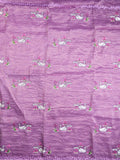 Soft organza fancy saree purple color allover embroidery & embroidery border with running pallu and self blouse