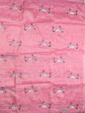 Soft organza fancy saree baby pink color allover embroidery & embroidery border with running pallu and self blouse