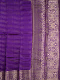 Dupion fancy saree purple color allover zari stripes & zari weaving border with rich pallu and brocade blouse