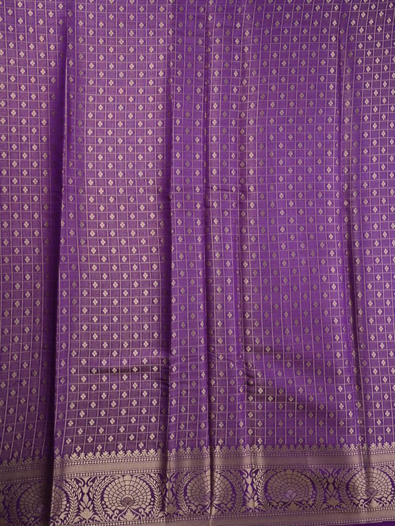 Dupion fancy saree purple color allover zari stripes & zari weaving border with rich pallu and brocade blouse