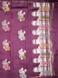 Raw mango pattu saree wine color allover zari weaves & small kaddi border with short pallu and contrast blouse
