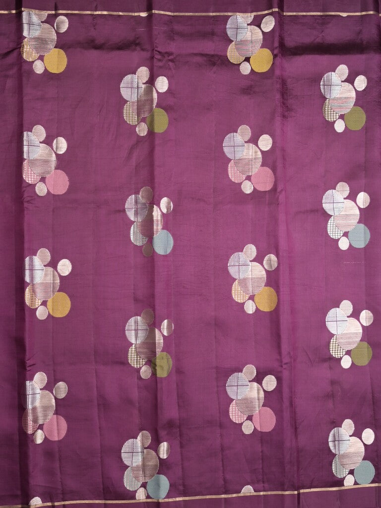 Raw mango pattu saree wine color allover zari weaves & small kaddi border with short pallu and contrast blouse