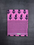 Cotton printed saree light pink color allover prints & printed border with printed pallu and contrast printed blouse