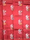 Raw mango pattu saree red color allover zari weaves & small kaddi border with short pallu and contrast blouse