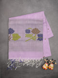 Khadhi cotton saree light lavender color allover butis & small kaddi border with weaving pallu and plain blouse