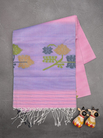 Khadhi cotton saree light pink color allover butis & small kaddi border with weaving pallu and plain blouse