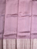 Raw mango pattu saree peacock blue color allover zari weaves & zari border with brocade pallu and contrast blouse