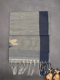 Khadhi cotton saree light grey color allover butis & small kaddi border with weaving pallu and plain blouse