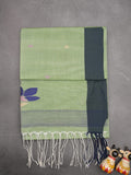 Khadhi cotton saree light green color allover butis & small kaddi border with weaving pallu and plain blouse