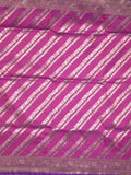 Banaras fancy saree purple color allover zari stripes & zari border with rich pallu and attached brocade blouse