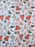 Cotton printed saree white color allover prints & printed border with printed pallu and contrast printed blouse