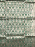 Banaras fancy saree bottle green color allover zari stripes & zari border with rich pallu and attached brocade blouse