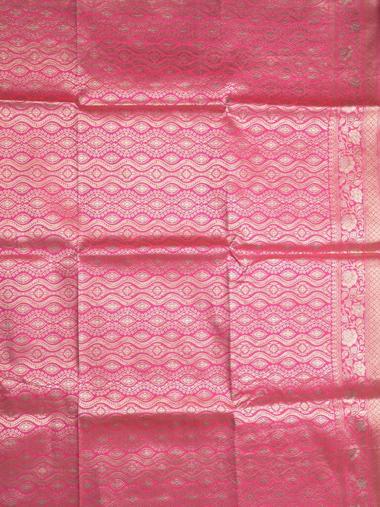 Banaras fancy saree pink color allover zari stripes & zari border with rich pallu and attached brocade blouse