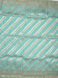 Banaras fancy saree light blue color allover zari stripes & zari border with rich pallu and attached brocade blouse