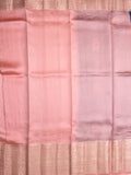 Raw mango pattu saree peacock blue color allover zari weaves & zari border with brocade pallu and contrast blouse