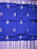 Raw mango pattu saree royal blue color allover zari weaves & zari border with brocade pallu and contrast blouse