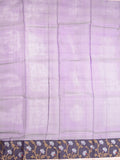 Pure silk kota fancy saree violet color allover zari motifs & zari border with short zari pallu and attached plain blouse