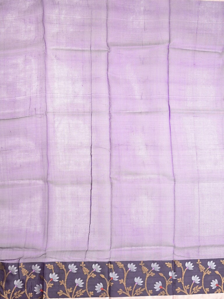 Pure silk kota fancy saree violet color allover zari motifs & zari border with short zari pallu and attached plain blouse