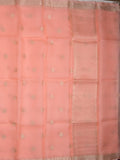 Pure silk kota fancy saree baby pink color allover zari motifs & zari border with short zari pallu and attached plain blouse
