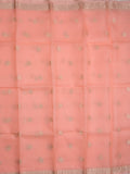 Pure silk kota fancy saree baby pink color allover zari motifs & zari border with short zari pallu and attached plain blouse