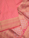 Banaras fancy saree pink color allover zari motifs & zari border with rich pallu and contrast plain blouse