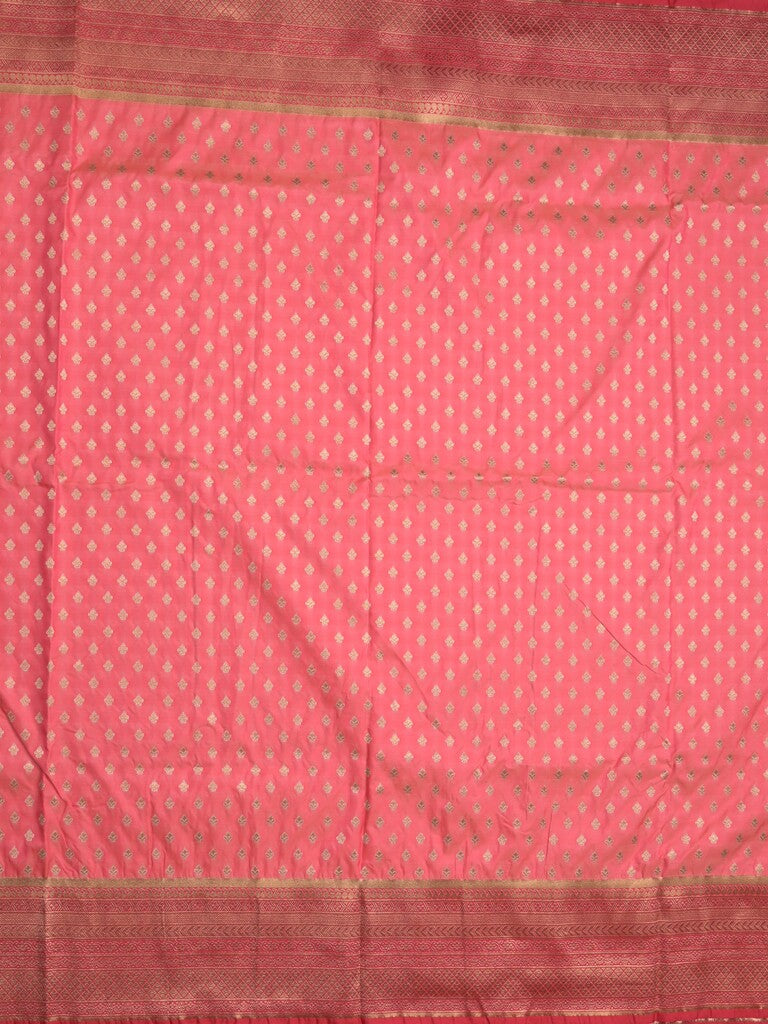 Banaras fancy saree pink color allover zari motifs & zari border with rich pallu and contrast plain blouse