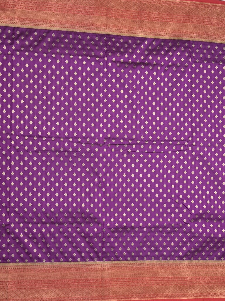 Banaras fancy saree purple color allover zari motifs & zari border with rich pallu and contrast plain blouse