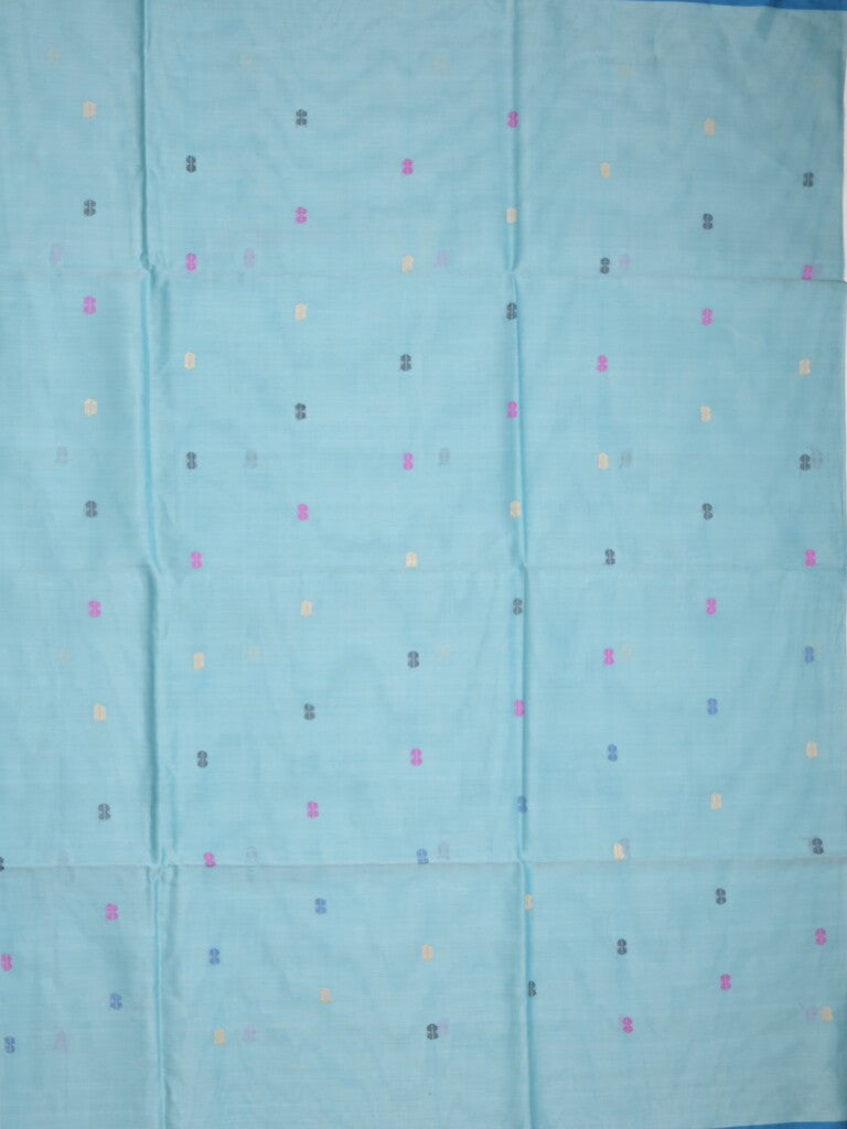 Khadhi cotton saree sky blue color allover butis & small kaddi border with weaving pallu and plain blouse