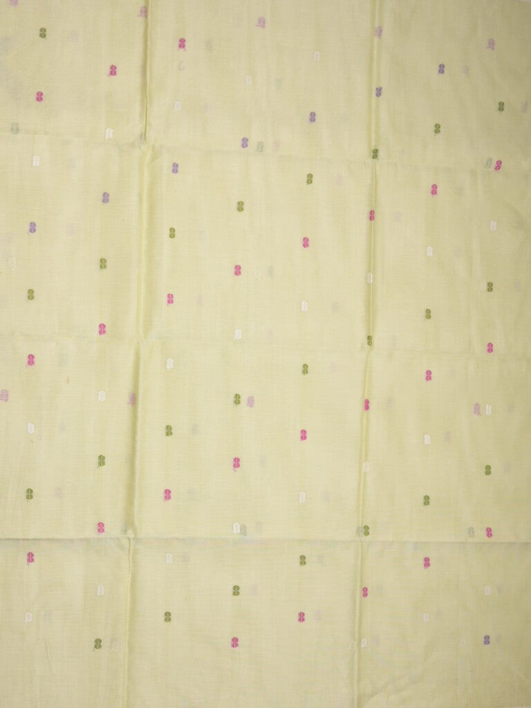 Khadhi cotton saree light yellow color allover butis & small kaddi border with weaving pallu and plain blouse