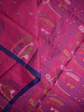 Bengali cotton saree magenta color allover weaves & small kaddi border with weaving pallu