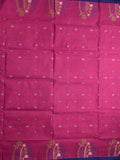 Bengali cotton saree magenta color allover weaves & small kaddi border with weaving pallu