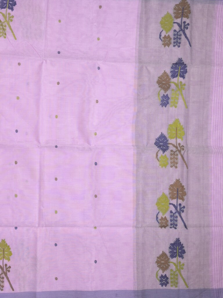 Khadhi cotton saree light lavender color allover butis & small kaddi border with weaving pallu and plain blouse