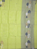 Khadhi cotton saree light green color allover butis & small kaddi border with weaving pallu and plain blouse