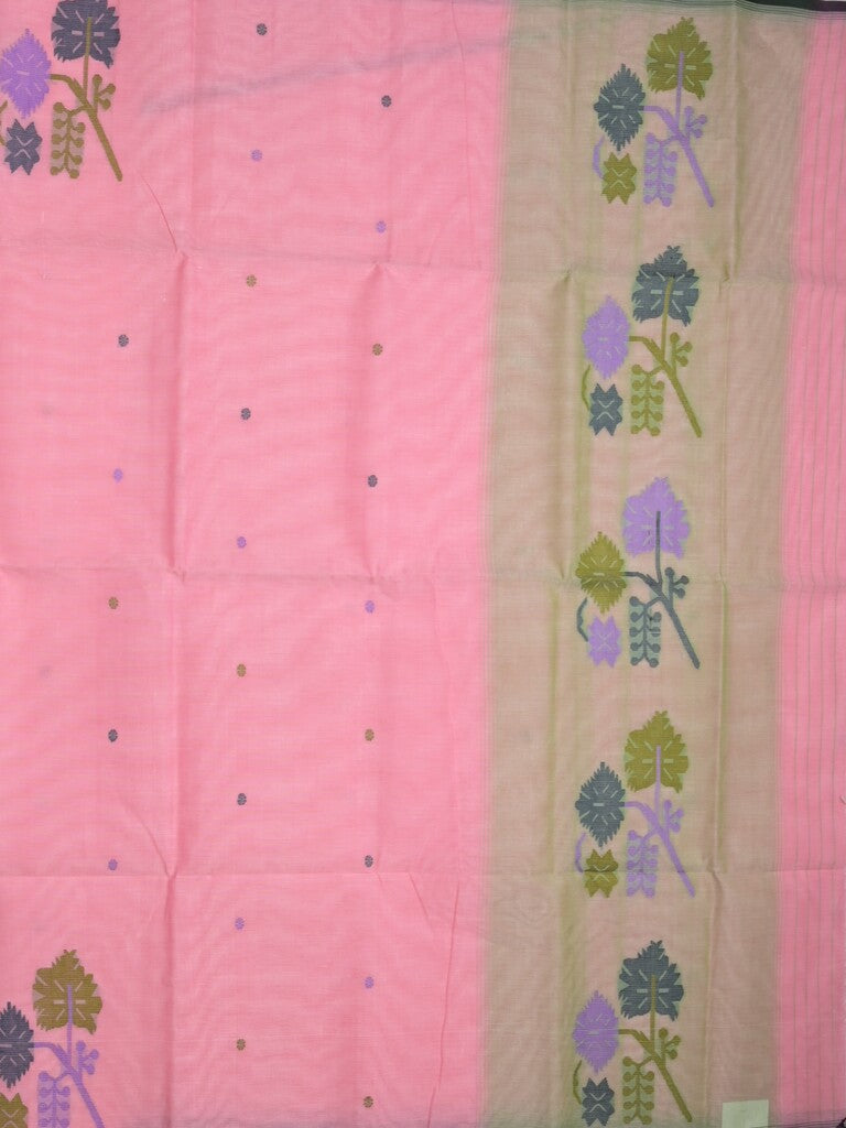 Khadhi cotton saree baby pink color allover butis & small kaddi border with weaving pallu and plain blouse